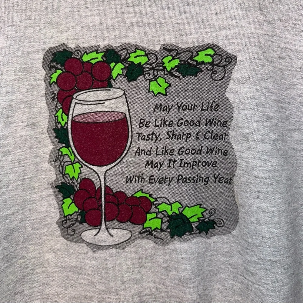 Vintage 90s Wine Humor Crewneck Sweatshirt. Size XL. - Picture 2 of 4